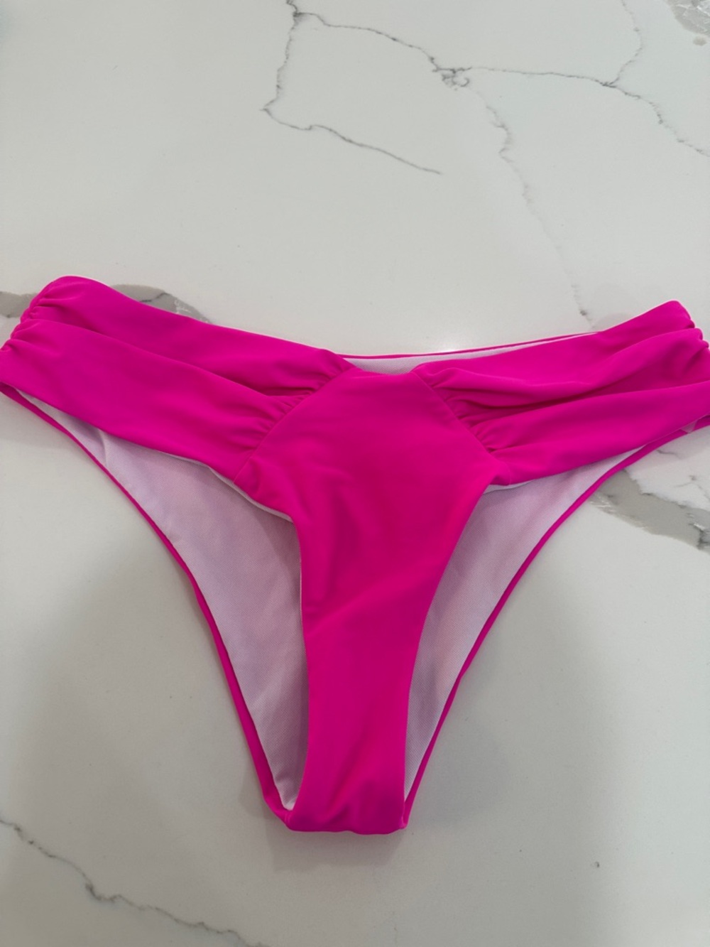 SHEIN Fuchsia Ruched Side Bikini Bottom